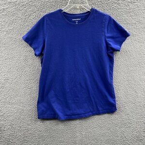 Woman Within Womens‎ Top 14/16 Blue 100% Cotton Pullover Short Sleeve Shirt